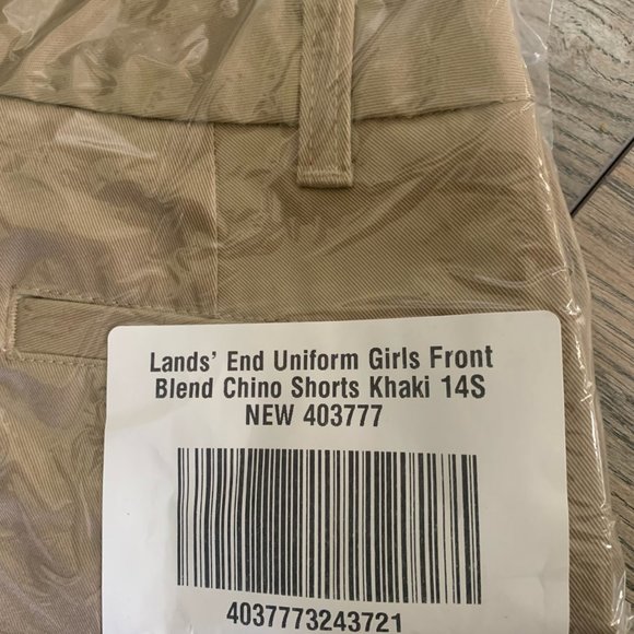 NWT LANDS' END GIRLS PLAIN FRONT BLEND CHINO SHORTS KHAKI 5, 13, 14S (SLIM) - Picture 14 of 15